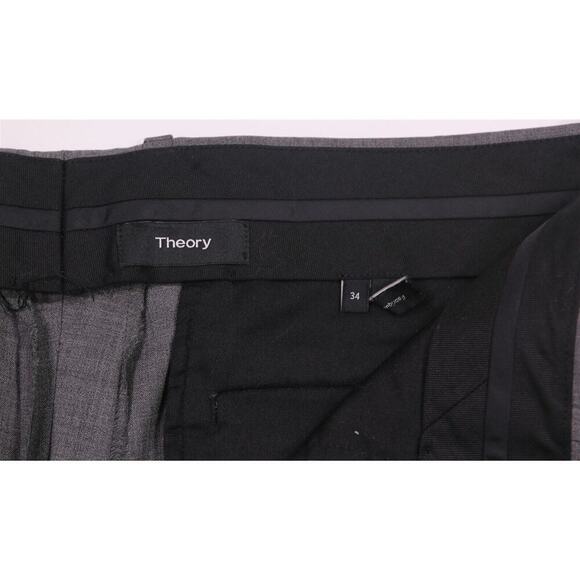 Theory Men's Solid Gray Wool Stretch Flat Front Dress Pants Trousers 36x31 - Picture 6 of 7
